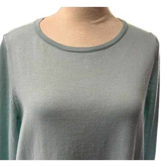Ann Taylor Sweater Blue Merino Wool Knit Button Back Blouse Long Sleeve… - Picture 2 of 9